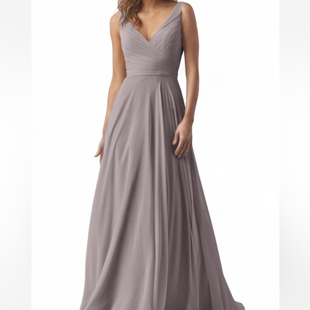 Elegant Mauve Stone Evening Gown With Tie Back Corset